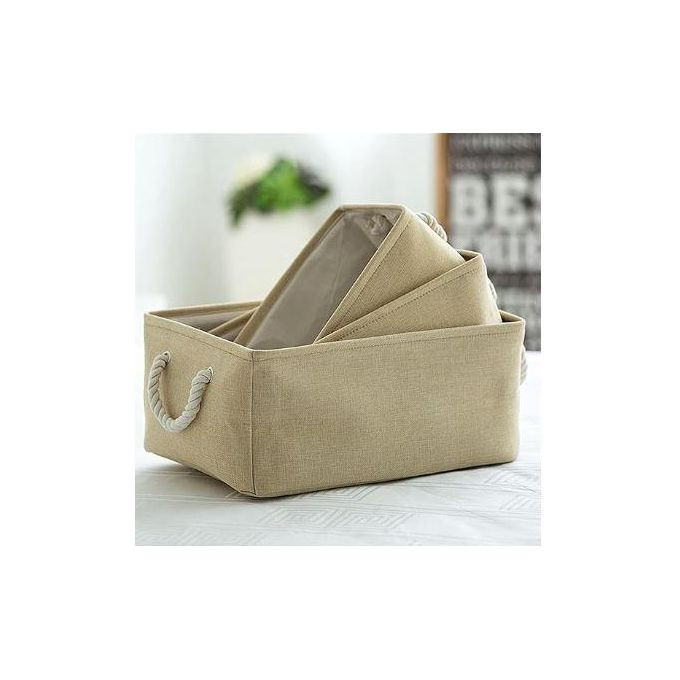 Wardrobe Storage Boxes, Foldable Canvas Fabric Tweed Storage Cube Bin Set with Handles Beige/Gray for Home Suitable for Storage 40.6L x 30.5W x 20.1H centimetres Multicolor