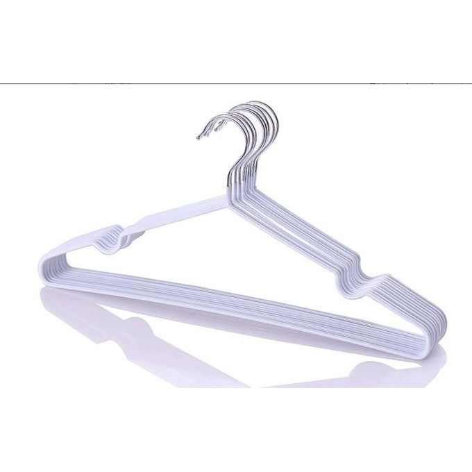 10Pc Pack Metal Hangers Non-Slip Suit Coat Hangers Chrome, Metal Clothes Hanger with Rubber Coating, White