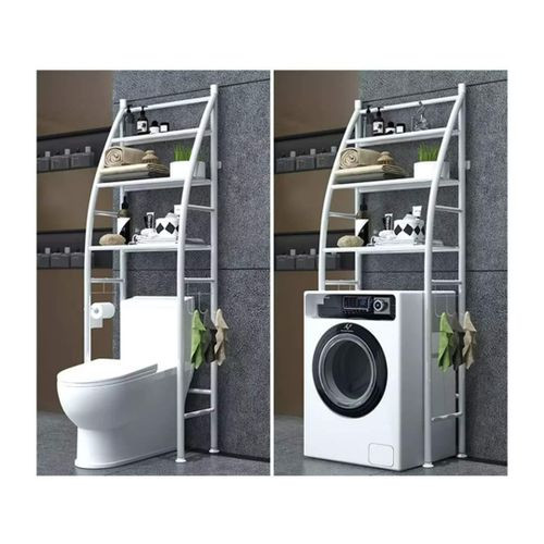 Metal Toilet Cabinet Shelving Kitchen Bathroom Space Saver Shelf Organizer Holder New, Generic, White