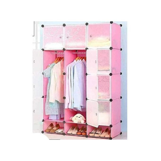 Elegant Plastic Wardrobe - Pink - Not Assembled