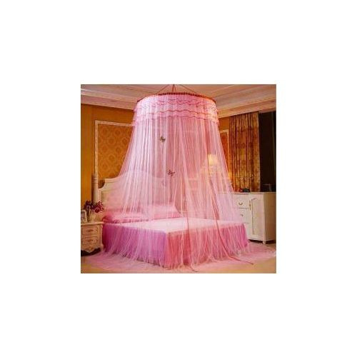 Round Mosquito Net with Adhesive hook Double Bed Variations on Top design - Pink