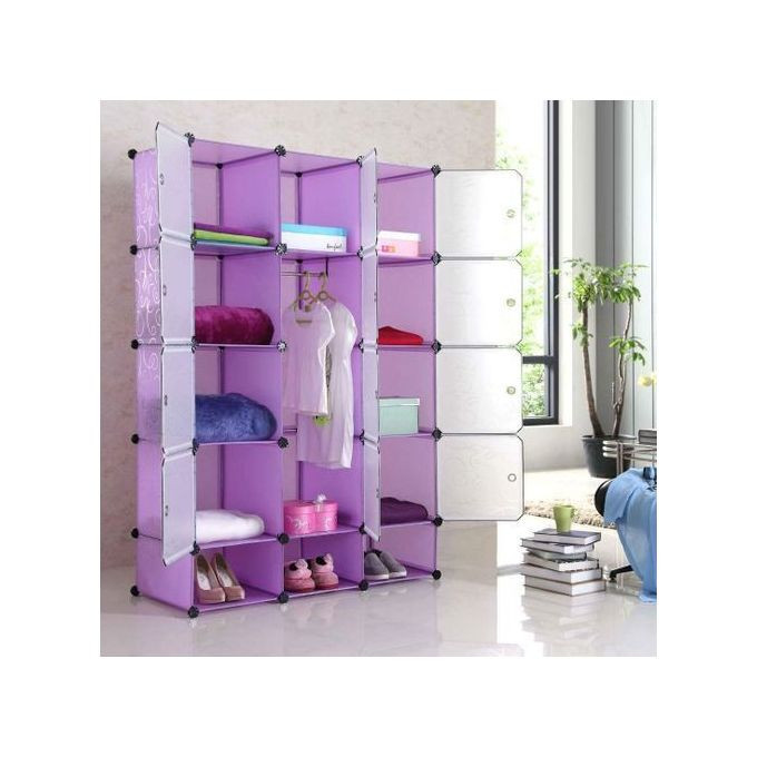 Plastic Frame Portable Wardrobe - Purple