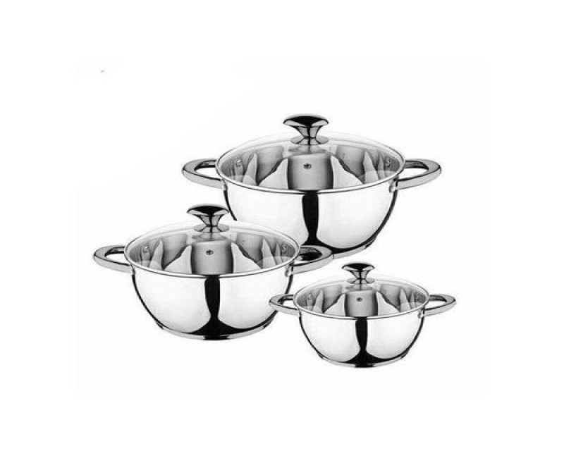6 Pcs Of Stainless Steel Saucepans Cookware Induction Pots - Silver