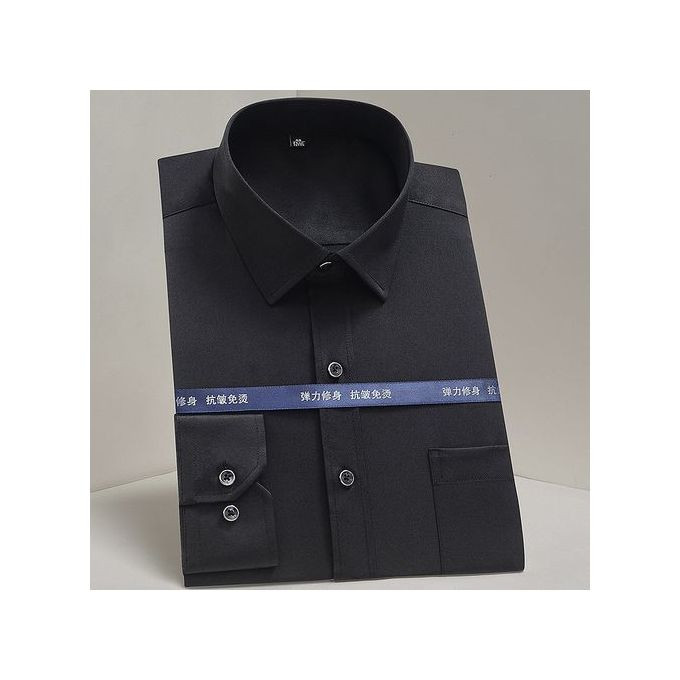 Men Shirts Long Sleeve 2019 Purple Formal shirts For Men Slim Fit Business Professional Tooling Male Shirt(Black)