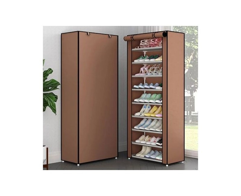 Metallic Shoe Rack 9 Layer - Brown