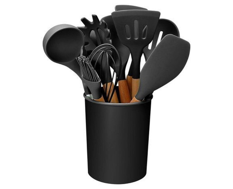 Generix Non-Stick Silicone Utensil Kitchen Set-Black