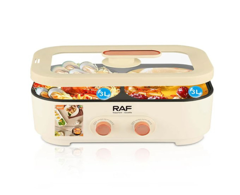 6L Multifunctional Electric Hot Pot Cooker & Steamer - Cream
