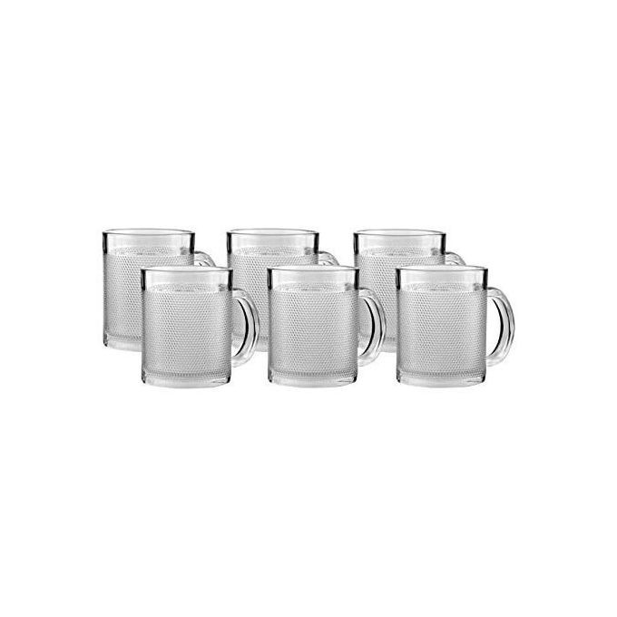 Set Of 6 Transparent Tea, Coffee Glass Mugs / Cups.