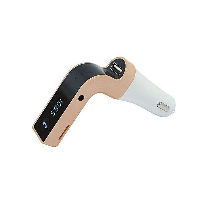 G7 BT Car Kit Handsfree FM Radio+MP3 Player USB Car Charger - Rose Gold