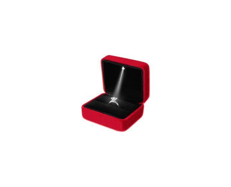 Led Light Propose Ring Box Jewelry Storage - Red