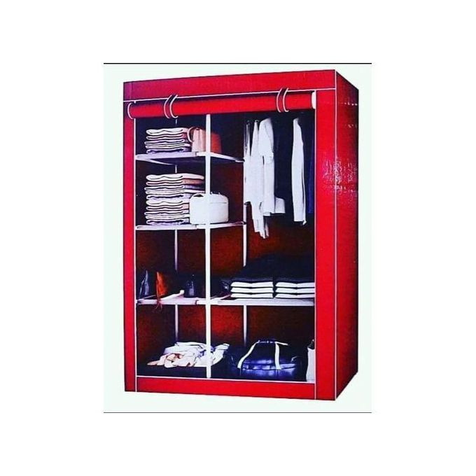 Wood Frame Wardrobe 2 Column - Maroon