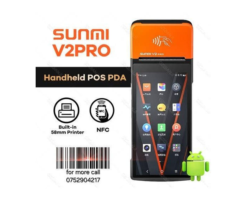 Refurbished Sunmi V2 Pro Mobile Money/Agent Banking POS Terminal With Integrated Thermal Printer,4G Network Support,simcard Tolkit And Google Play Store-Black