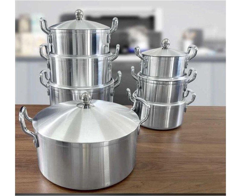 High-quality 7pcs set aluminum polished deep pot large cooker set