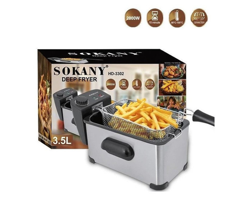 3.5L Electric Deep Fryer-Stainless Steel Silver