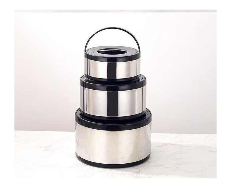 3Pcs 2.5L 5L 8L Cookware Set Hot-Pot Insulated Casserole Stainless Steel Casserole Dish. Color -Black,Green & Blue.