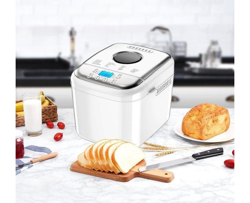 Bread Maker 600W, bread maker machine with Low-Noise Motor, 19 Programs, LCD Screen, Crust, 500g/750g/1000g Capacity, Stainless Steel Lid, Non-Stick...