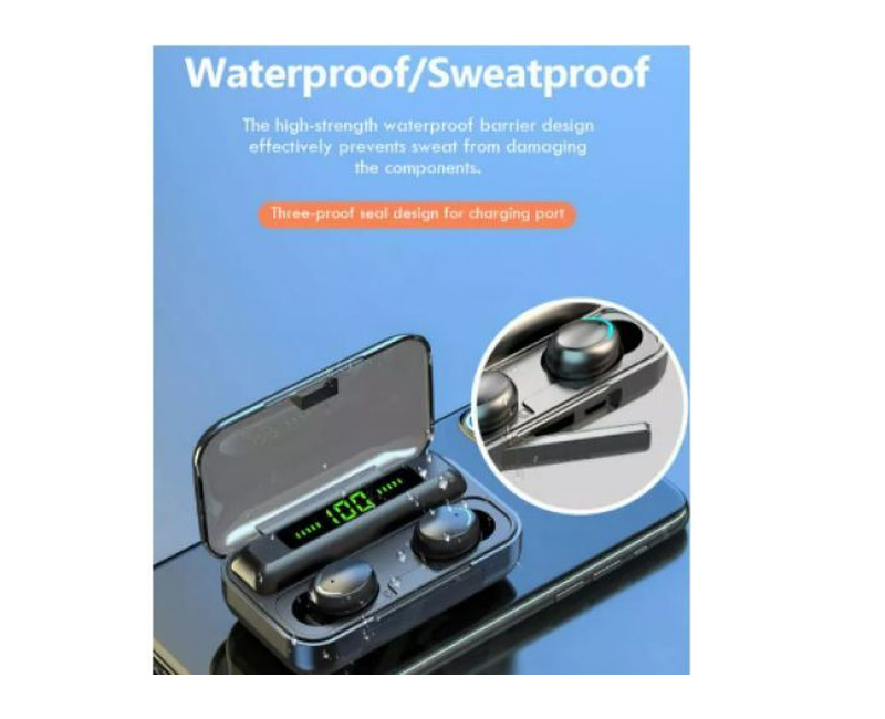 TWS Bluetooth 5.1 Earphone Earbuds 2000mAh Power - Black