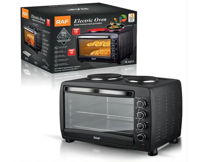 55 Litres Electric Oven with 2 Hotplates R.5317 - Black
