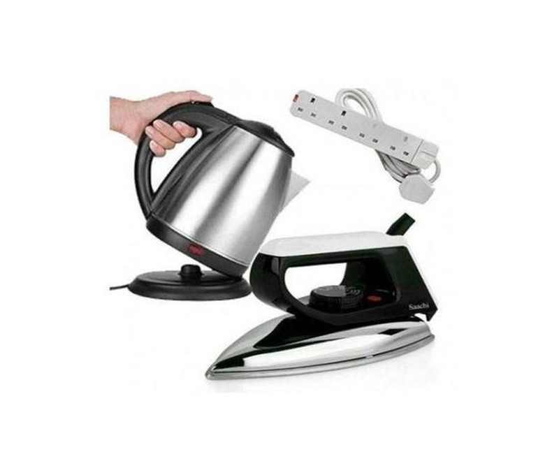 Bundle Of,kettle ,Extension And Flat Iron- Silver