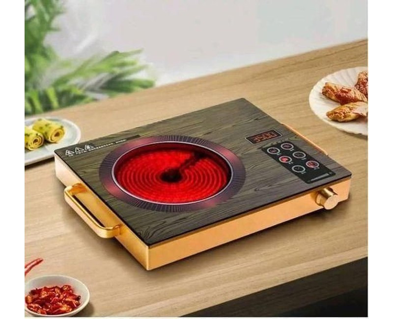 Hoffmans Infrared Single hot plate Cooker With Timer - Gold, Black