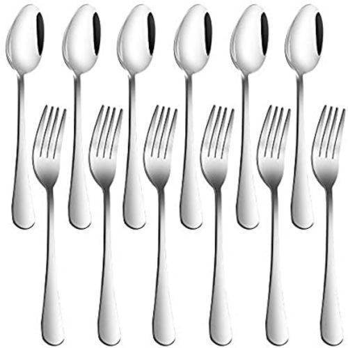 A Set Of 12pcs Table Forks And Spoons - Silver