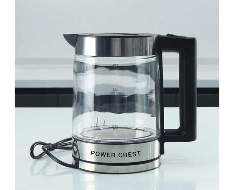 PowerCrest Electric Kettle - Silver, Black -2.2 Ltr.