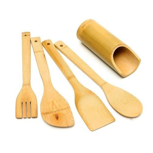 Bamboo Kitchen Cooking Set 5 in 1- Brown