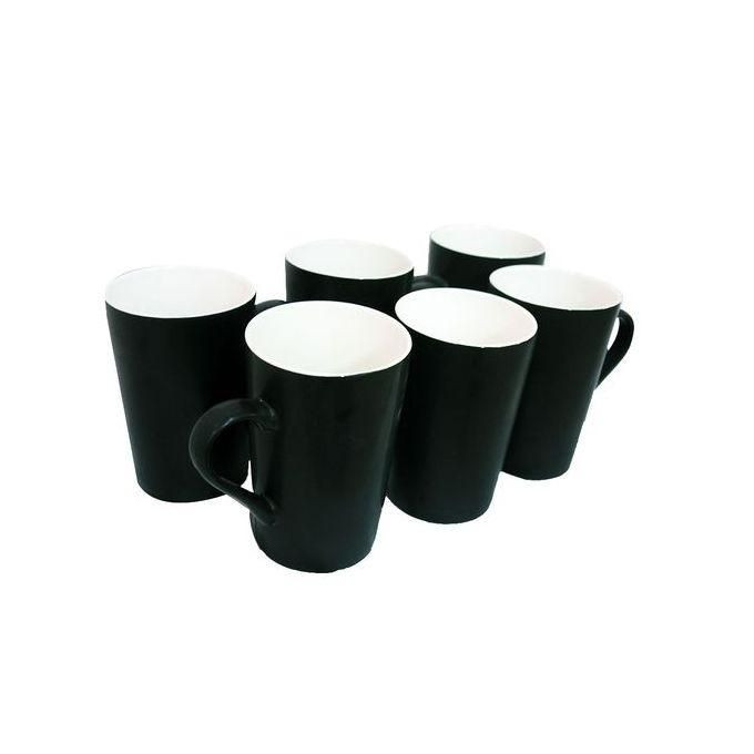 Set of 6 ceramic tea mugs-black