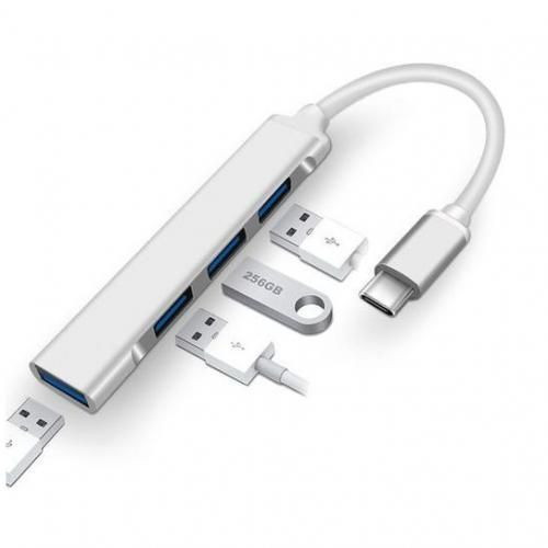 3.0 Type-C To USB HUB C-809 USB Device OTG Adapter -Silver