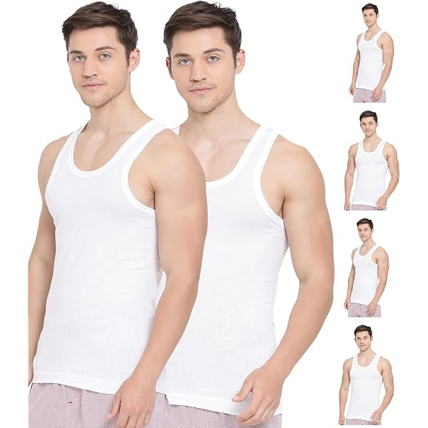 Men's Pure Cotton 3 Pack Vests - White /L