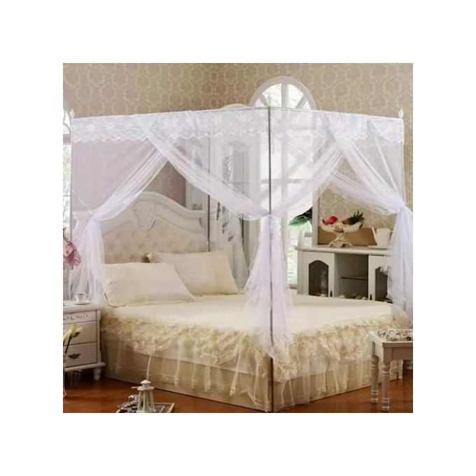 Mosquito Net 4 Stands - White Top Design May Vary /4x6 White