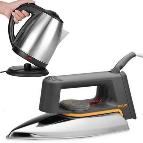 Bundle Philips Flat Iron With 2litres Kettle-Silver