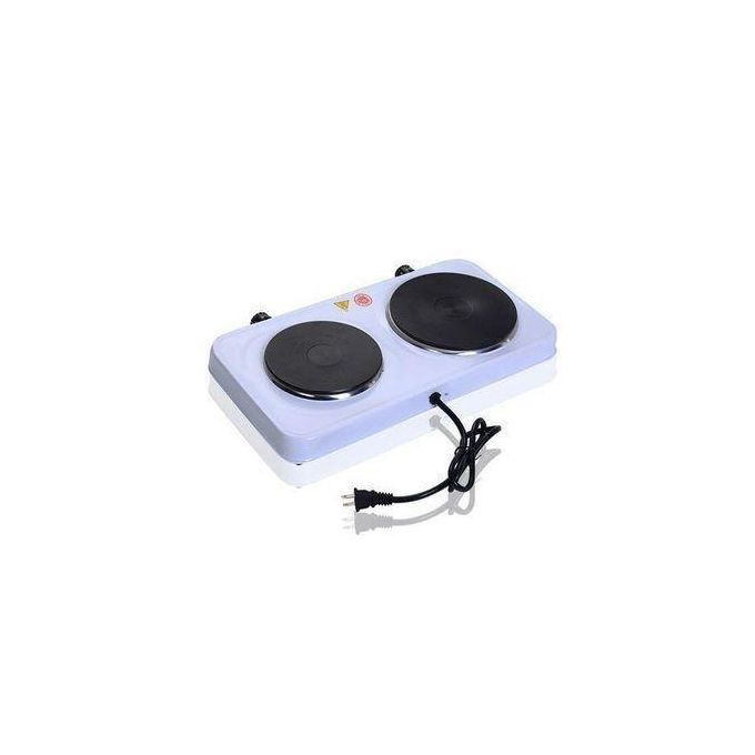 Double Solid Electric Hotplate - White