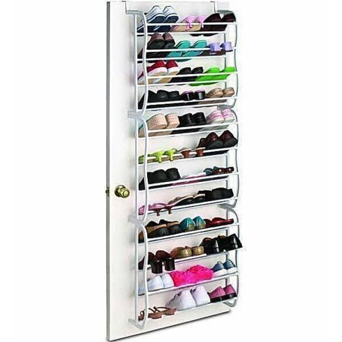 Home Fashion Wall & Door Mount Shoe Rack for 36 Pairs - White