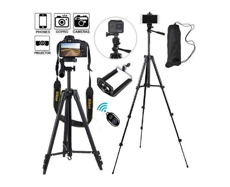 Extendable Smart Phone Camera Tripod Stand Selfie Holder - silver