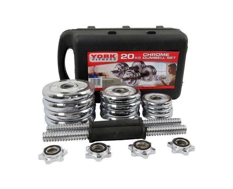 20KG Plated Adjustable Dumbbell/ Dumbells Set-Silver