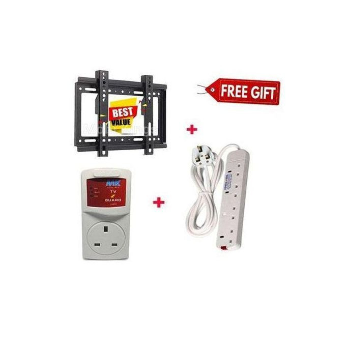 14"- 43" Inch- Wall Bracket+TV Guard+4-way Extension