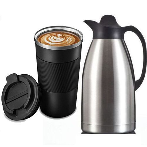2 IN 1 Travel Mug Flask And Stainless Steel Vacuum Flask 3Litres -Silver,Black