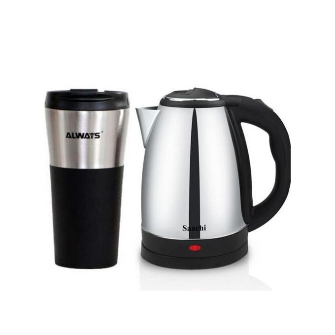Saachi Electric Heat Kettle 1.8 Litres Thermos Cup 0.5ltrs-Silver