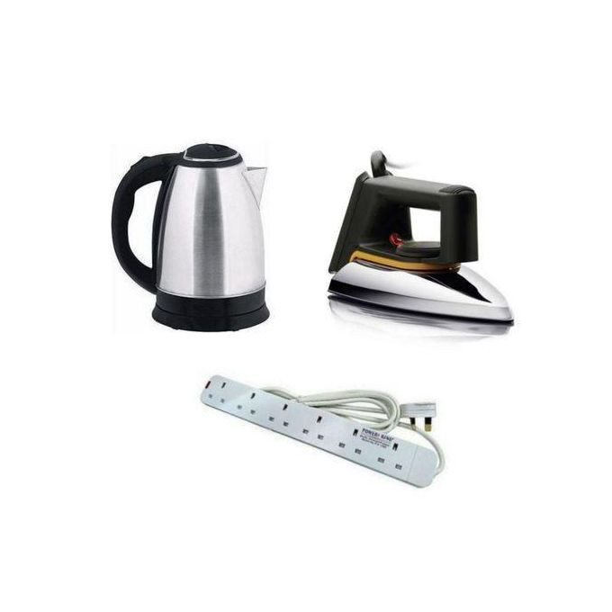 Original Bundle Of Flat Iron, 2L Percolator & FREE 6Way Extension Cable- White