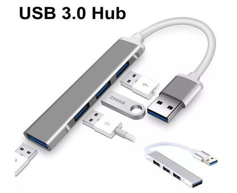 Hub USB HUB 3 0 Adapter 4 Port USB 3.0 High Speed-Gray