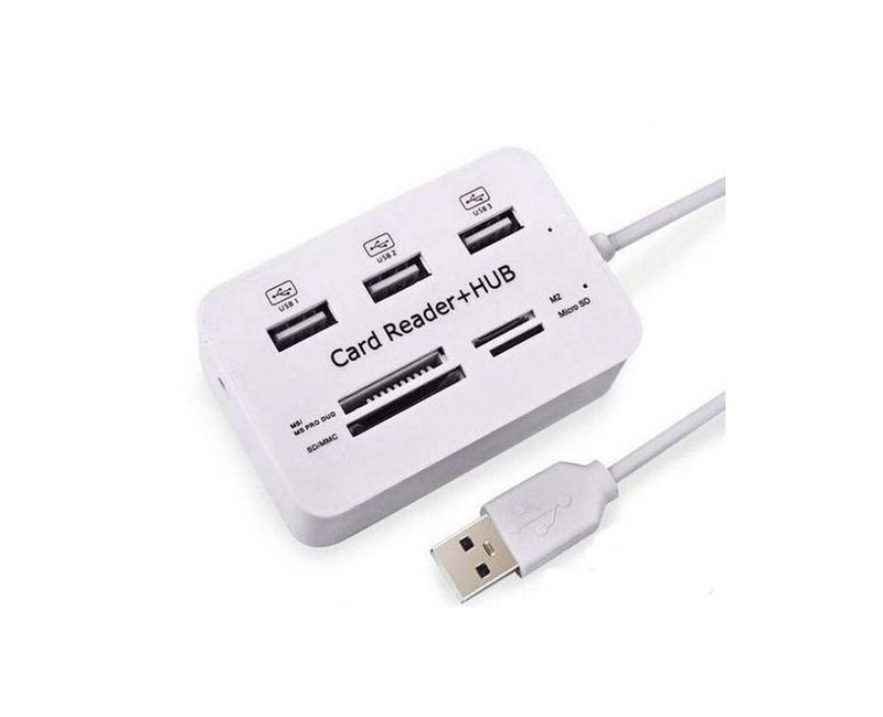 USB HUB 3.0 3Port USB + Card Reader Combo-Silver