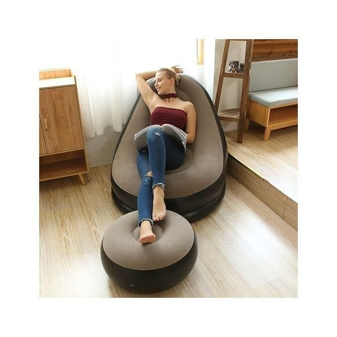 Deluxe Inflatable Chair With Footrest With Pump - Multicolor