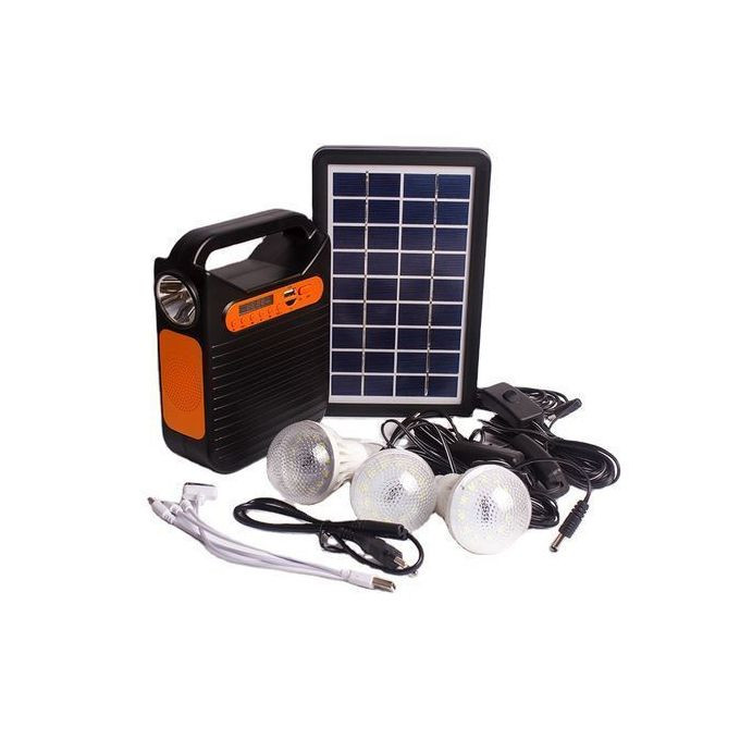 EASY POWER Solar Kit With 3 Bulbs, Torch And FM Radio, USB Port -Black