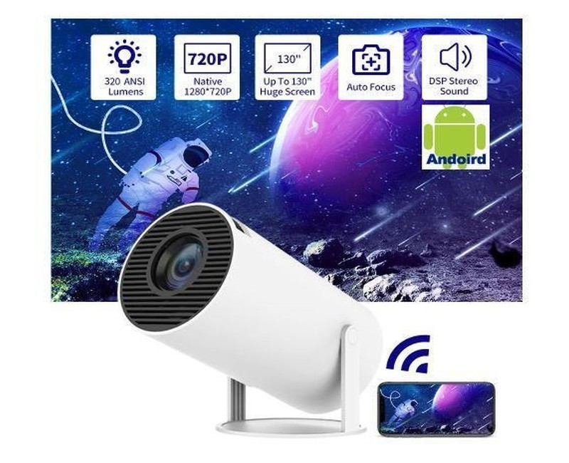 Smart 0,5G WiFi Bluetooth Projector 4k Supported,Mini Portable Outdoor Movie Projector Compatible IOS,Android -