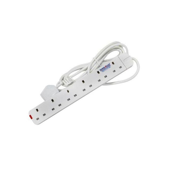 Power King 6way Heavy Duty And Durable Extension Cable - White