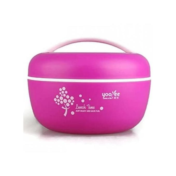 Plastic Round Lunch Box 2 Layers - Purple