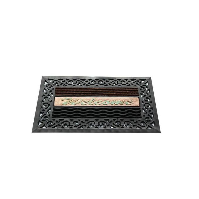 Black Rubber Heavy Duty Door Mat With Different Skirtings- Black