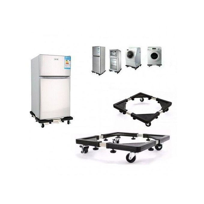Adjustable Special Base For Washing Machine And Fridge Stand Trolley-Black