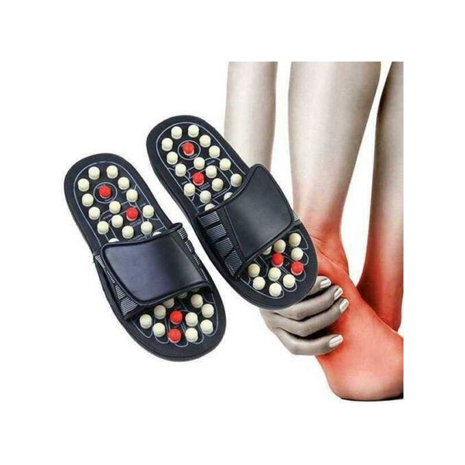 Acupoint Massage Slippers Acupressure Therapy Medical Rotating Foot Massager - Black